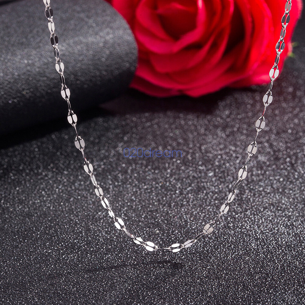 2.5mm Real 925 Sterling Silver Necklace Lips Chain Extend 14-24 inch Stamped