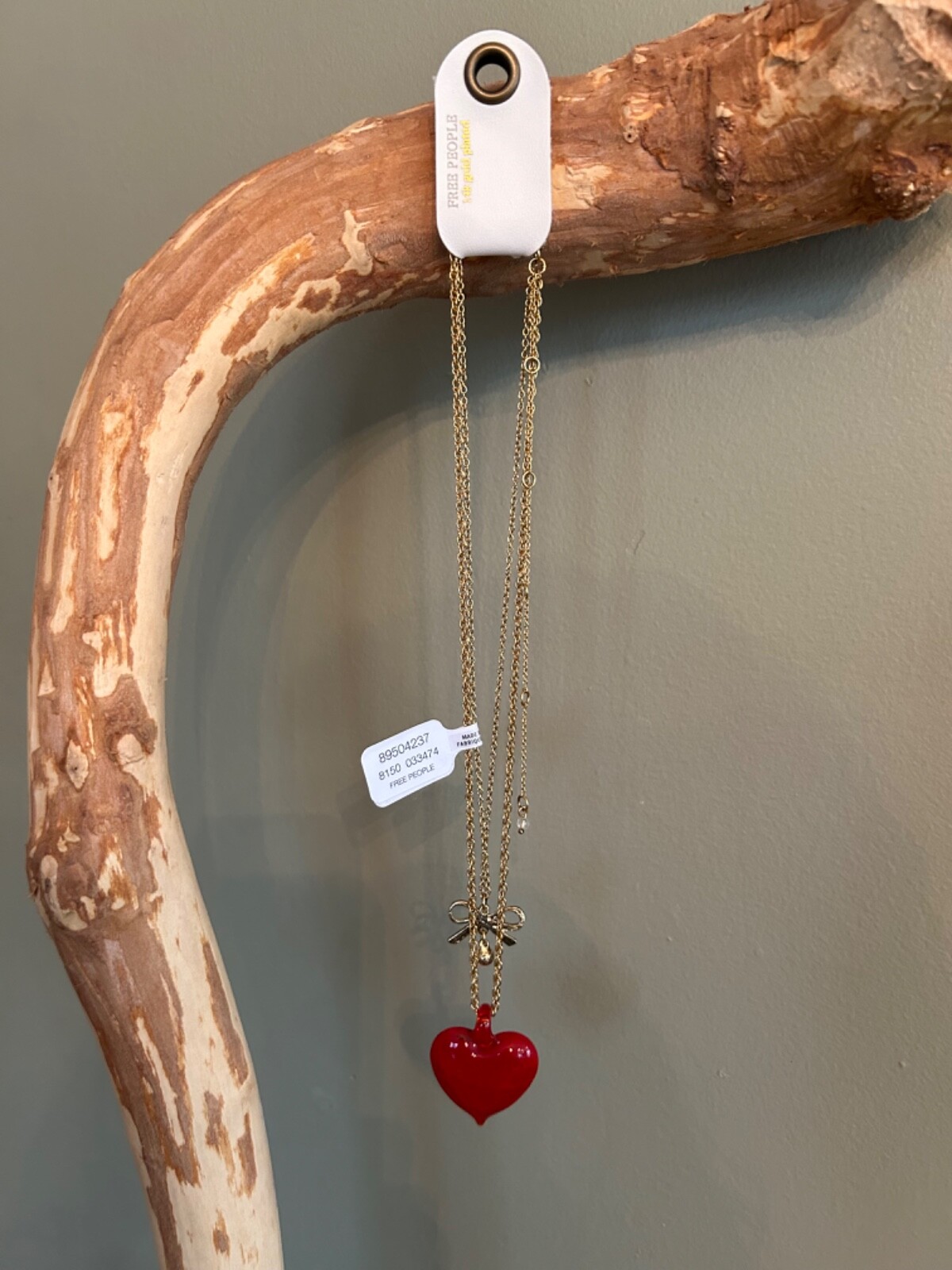 free people necklace half past nine 14ct gold plated red heart Valentine’s Day