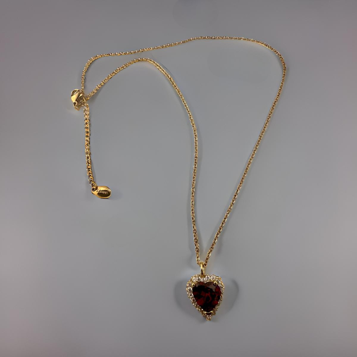 18K Gold Plated Stainless Steel waterproof Zircon Heart pendant necklace Women