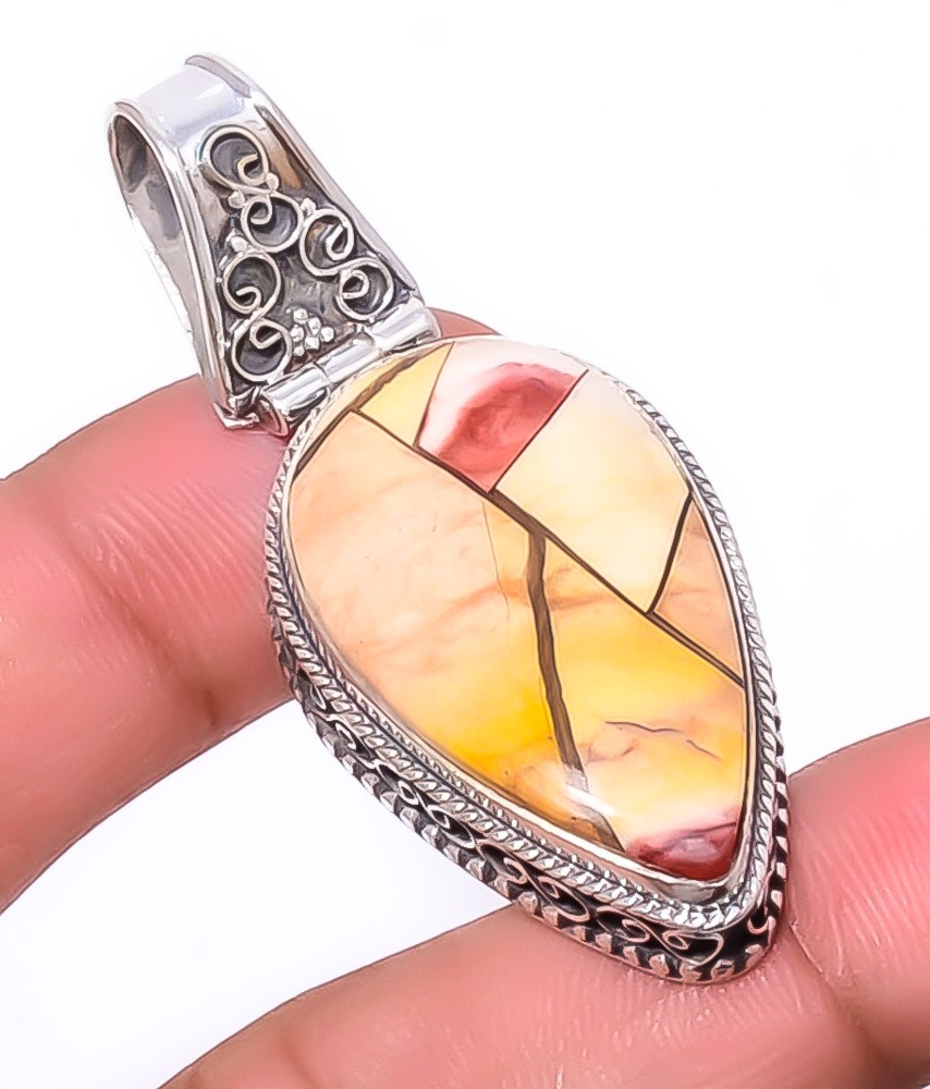 Brecciated Mookaite 925 Sterling Silver Fine Art Pendant 2.15″ A369 Gift for her