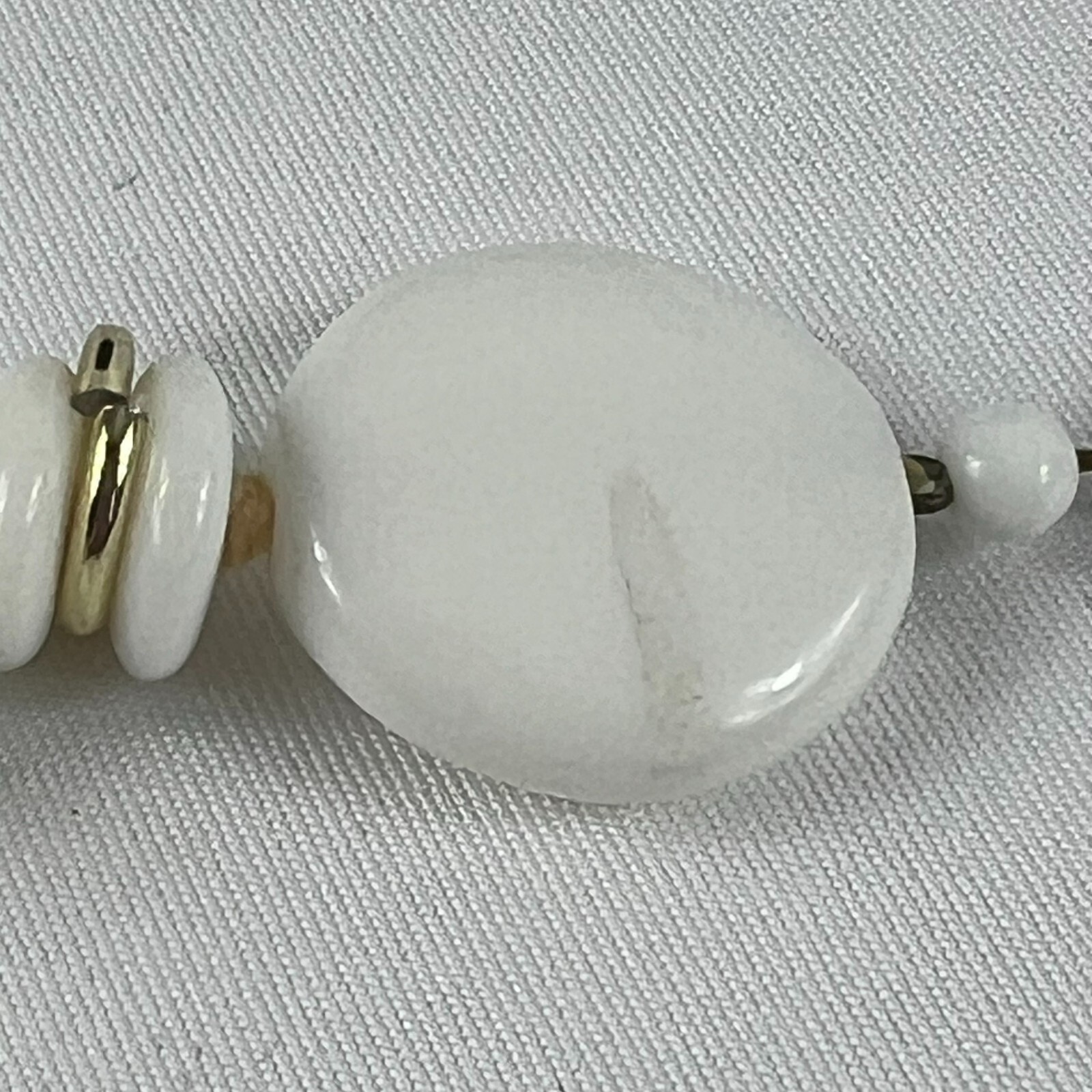Milk Glass Necklace Round Bead Choker WWII West Germany 12 Inch Vintage