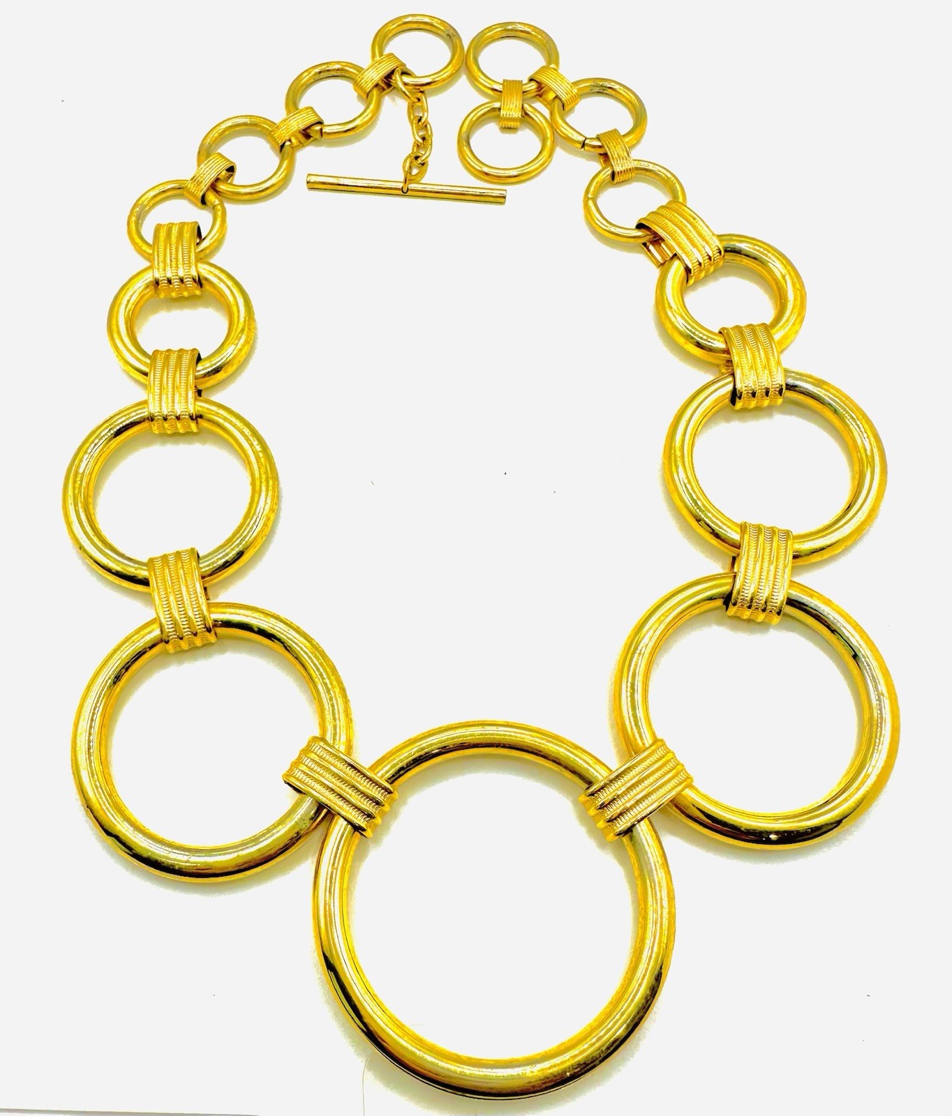 Chunky Round Ring Links 19 in long Toggle Clasp Necklace #30-26