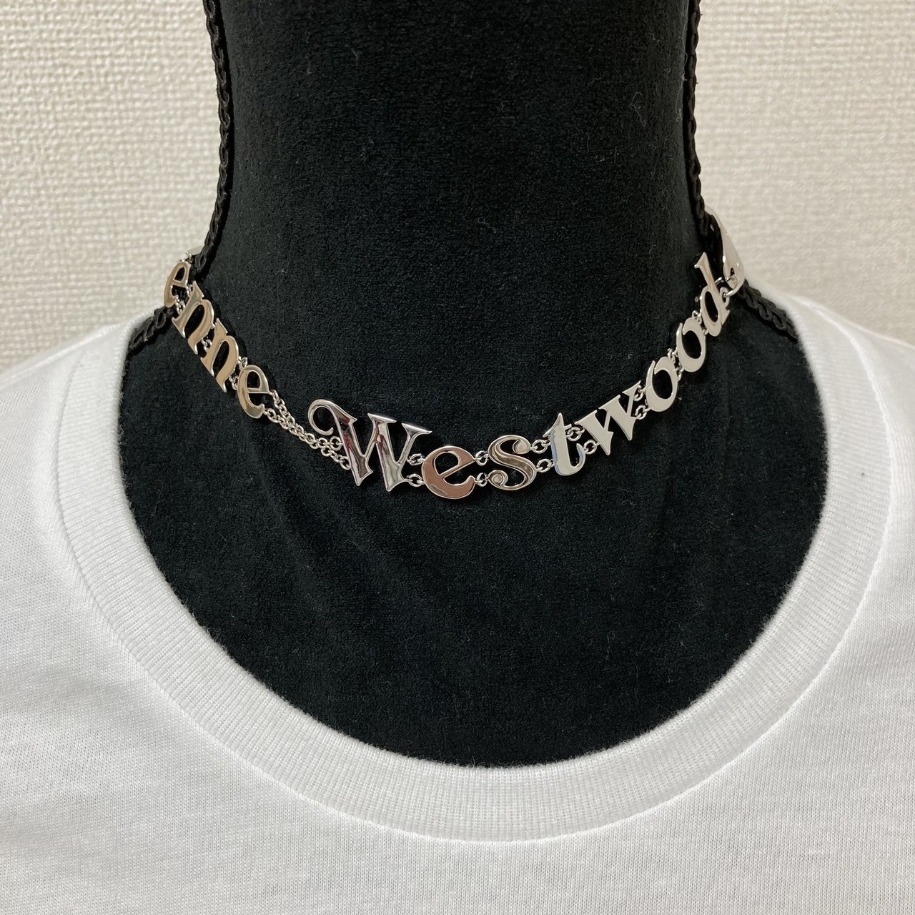 Vivienne Westwood Necklace Choker RAIMUNDA Logo 38cm Silver w/Pouch NO BOX