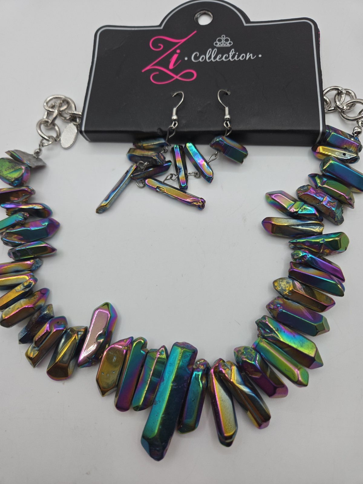 PAPARAZZI Zi-Statement Necklace & Earrings Set “Oil Spill ”NWT Multicolor