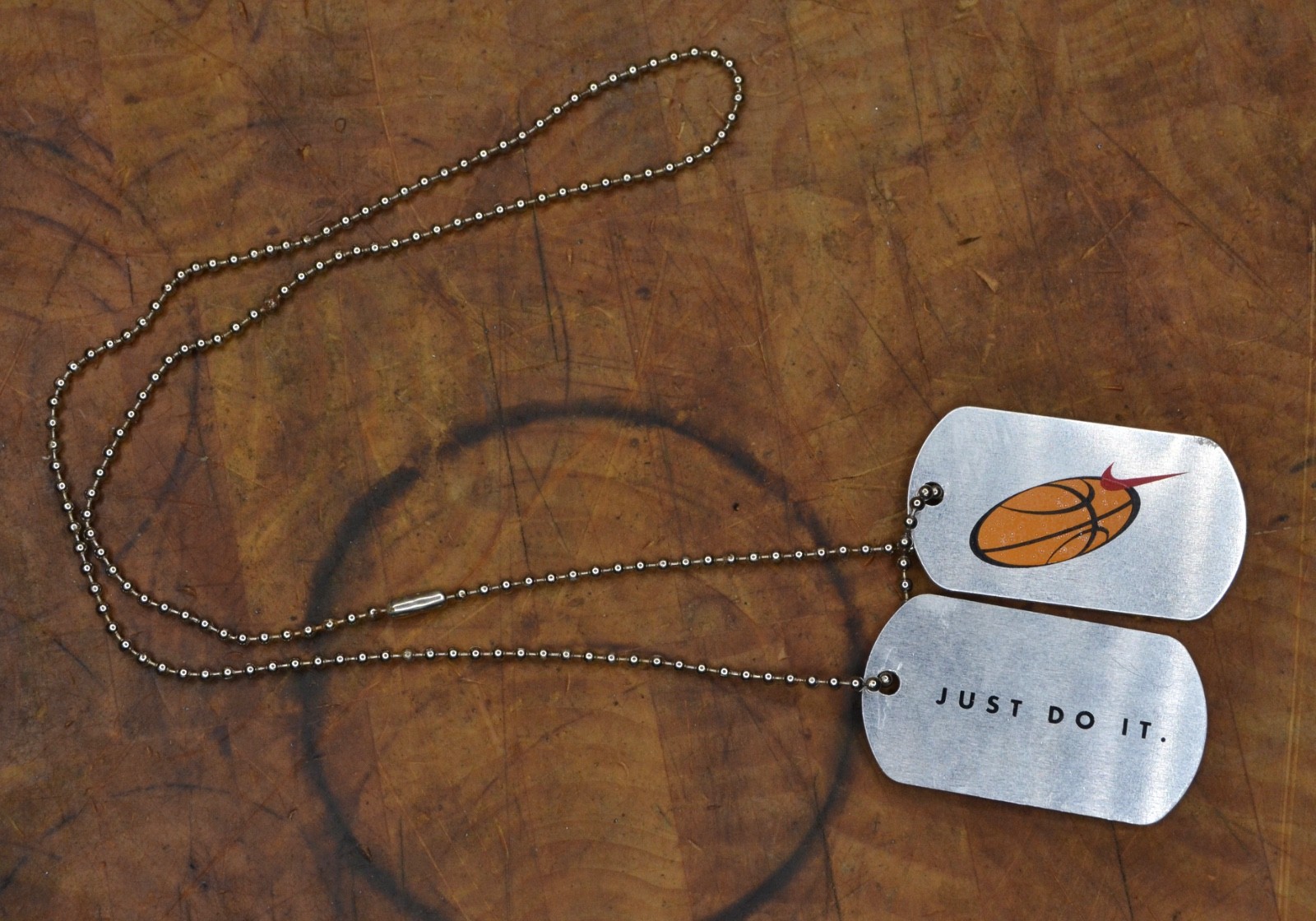 Rare Nike Just Do it Basketball swoosh Dog Tag Pendant Metal Chain Necklace #1