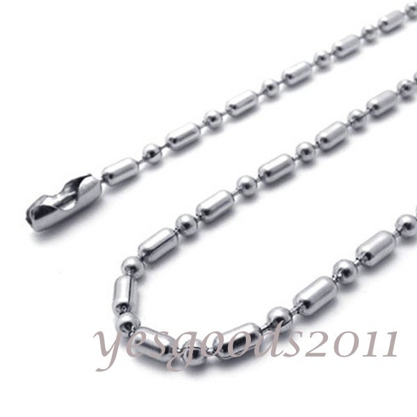 1.5mm-4mm 10″-100″ Silver Stainless Steel Ball & Oval Bead Necklace Chain HN14