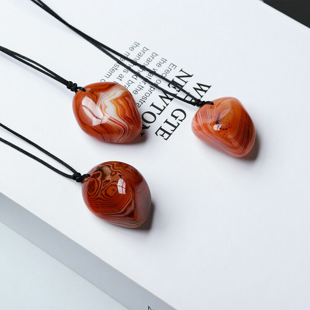 Natural Red Agate Crystal Stone Ornaments Pendant Jewelry Necklace(Random Shape)