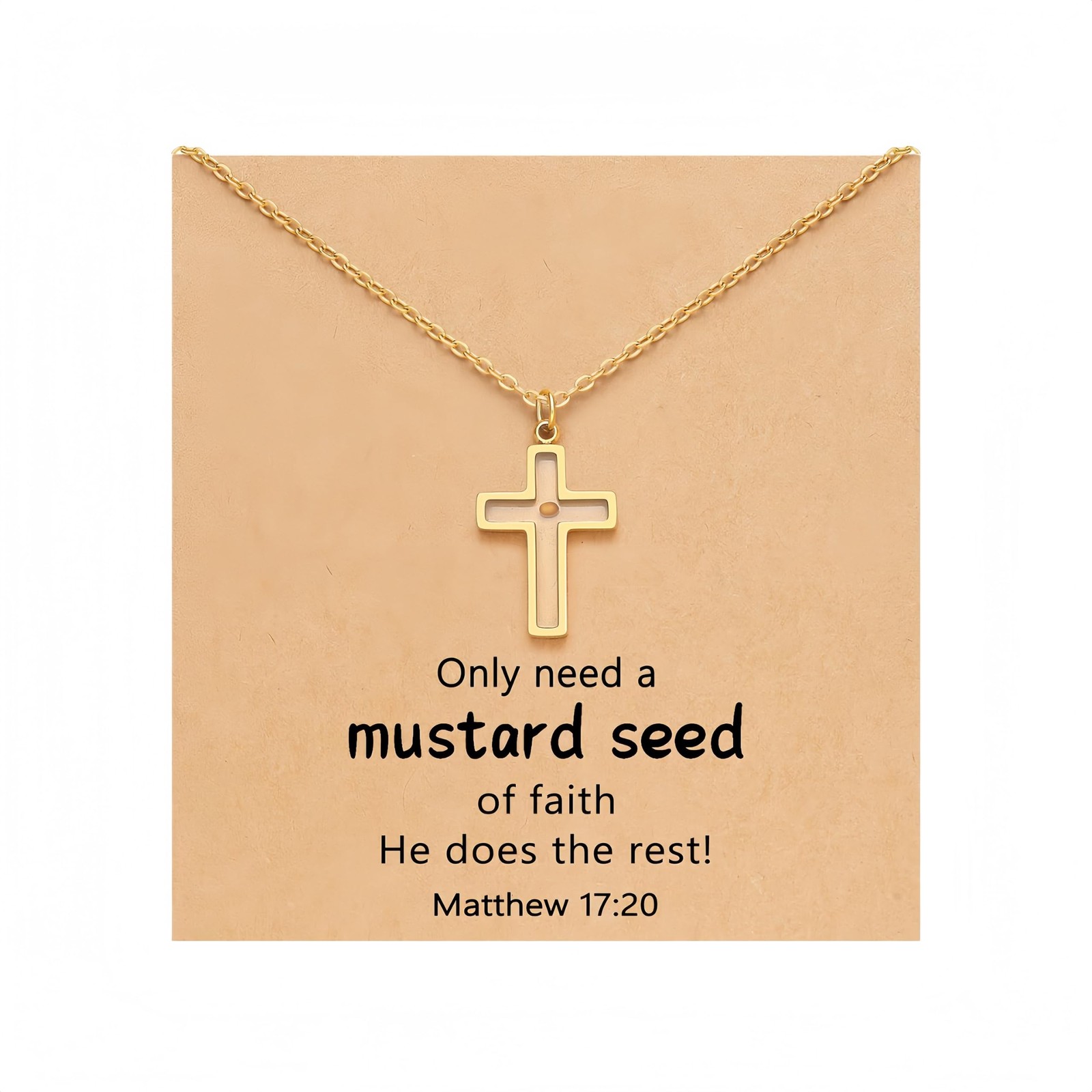 Mustard Seed Cross Heart Round Geometric Pendant Necklace Christian Religious…