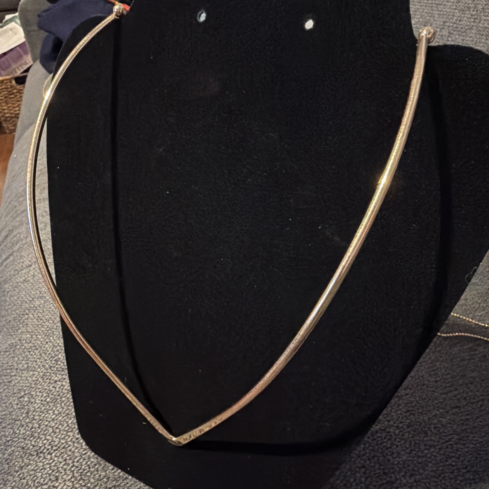 Gold Tone V Shaped Metal Necklace
