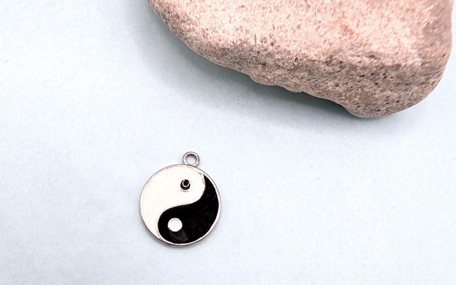 Yin Yang Enamel Pendant 925 Sterling Silver Balance & Harmony Necklace Charm