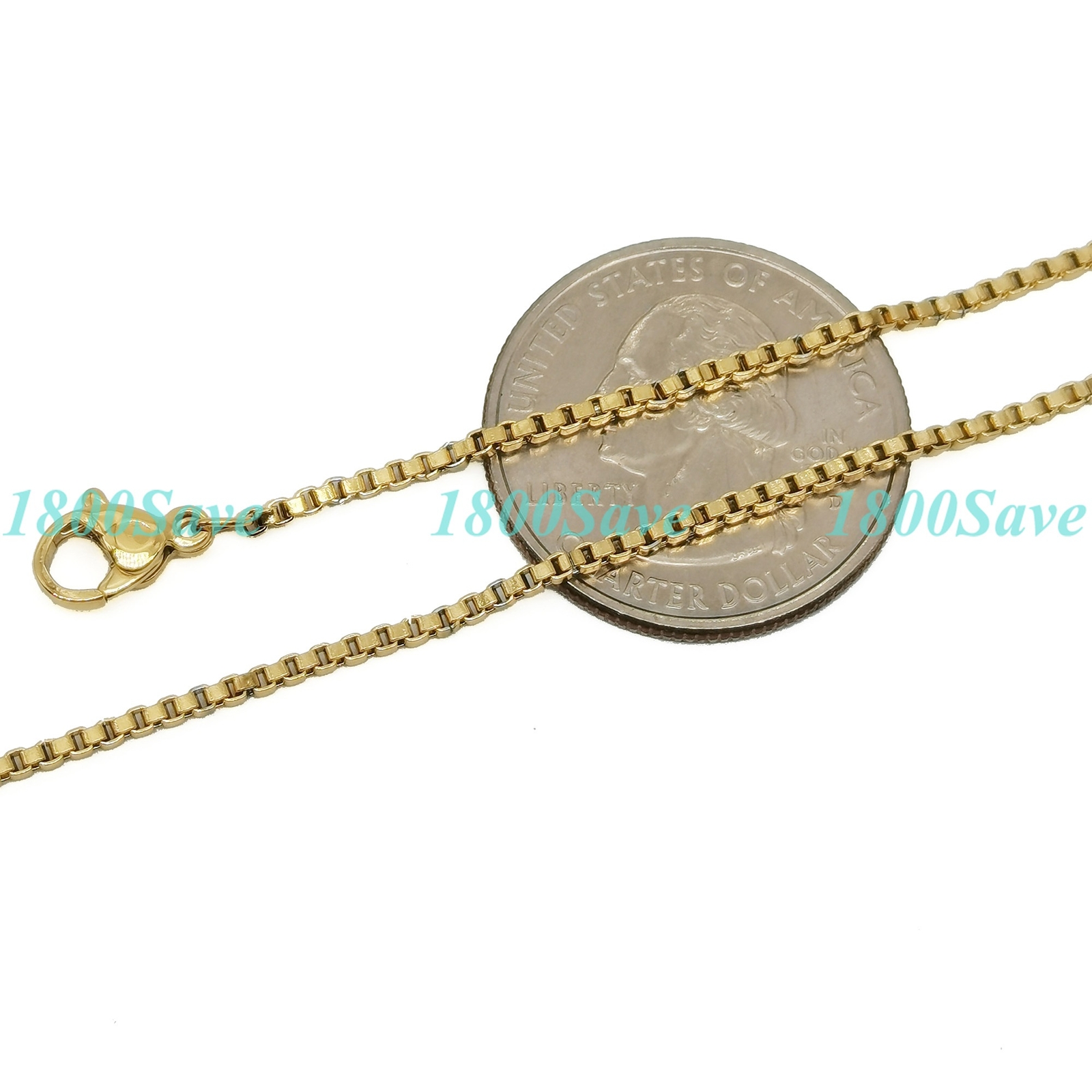 # BUY 1 GET 1 FREE Genuine 18K Gold Filled 1.5mm Box Chain Necklace 16″-18″ N048