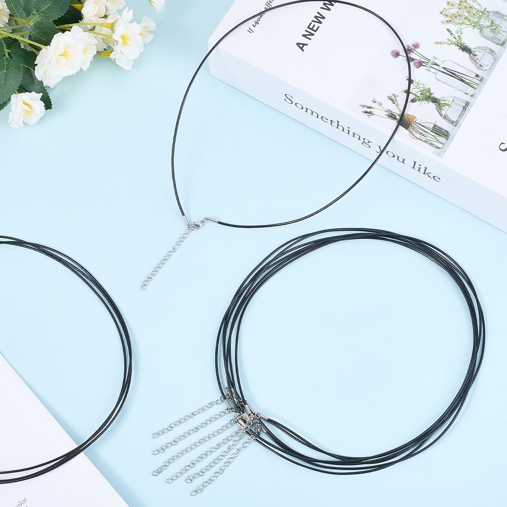 10PCS 1.5Mm Black Genuine Leather Cord Necklaces 18 Inch round Thin Real Leather