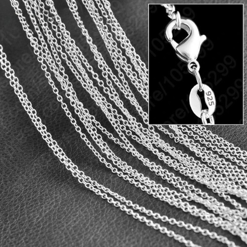 Wholesale 10pcs 925 Sterling Solid Silver 1mm 16inch -30inch Rolo Chain Necklace