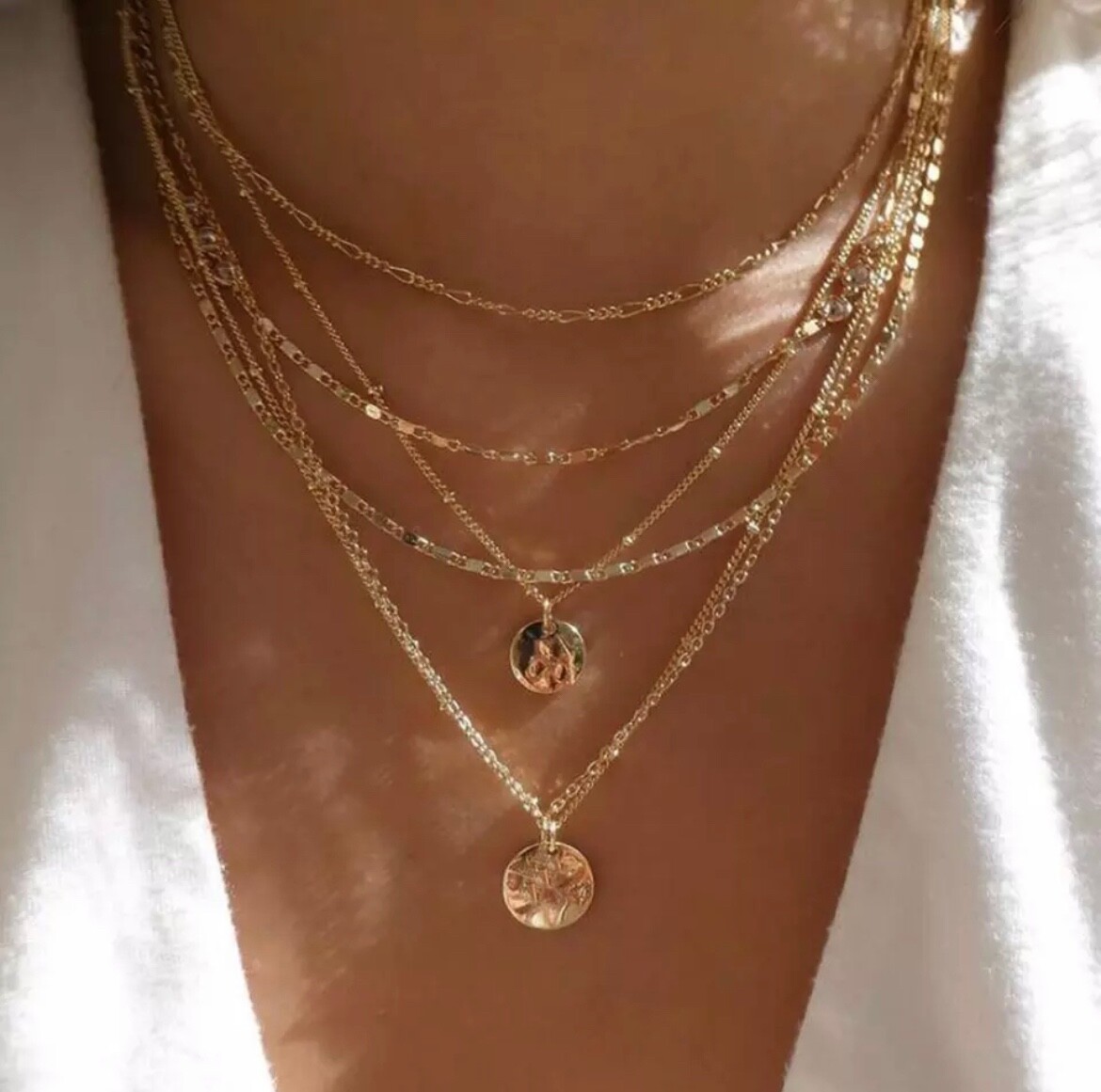 Women’s Fashion Bohemian Jewelry Gold Multilayered Coin Necklace 294-7