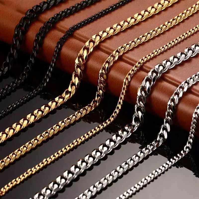 18-28 Cuban Chain Necklace Stainless Steel Silver 6.6/7/8.2/9/11 inch Mens Women
