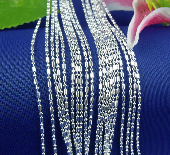 Wholesale 10pcs 925 Sterling Silver Plated 1.5mm Bamboo Chain Necklace 16″-30″