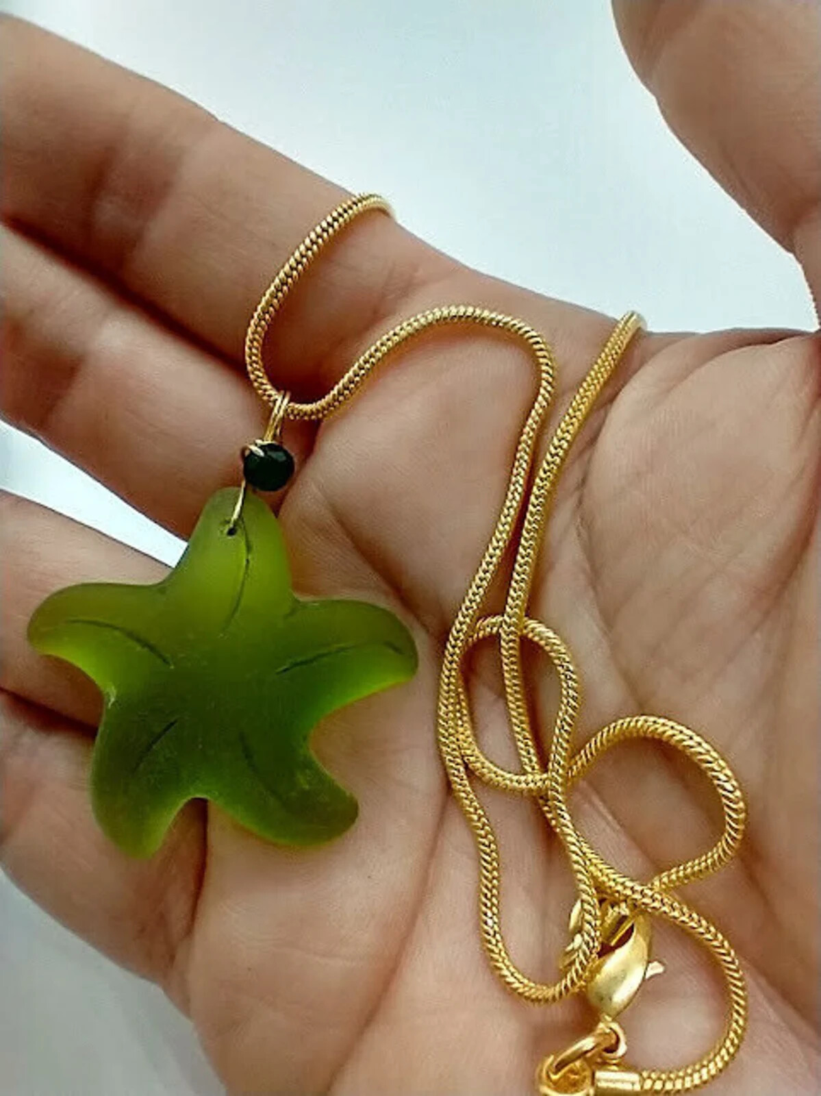 Seaglass Starfish Necklace, Beachy Jewelry for Women, Silver Starfish Dainty