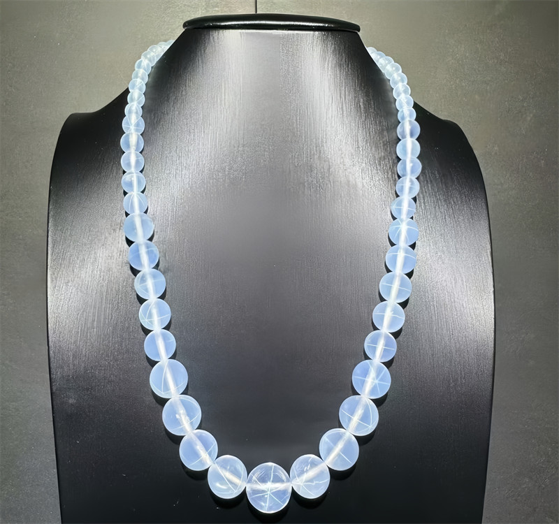 Top AAAA Star Sapphire Lab-Created Tower Chain Beaded Necklace Pink Purple White