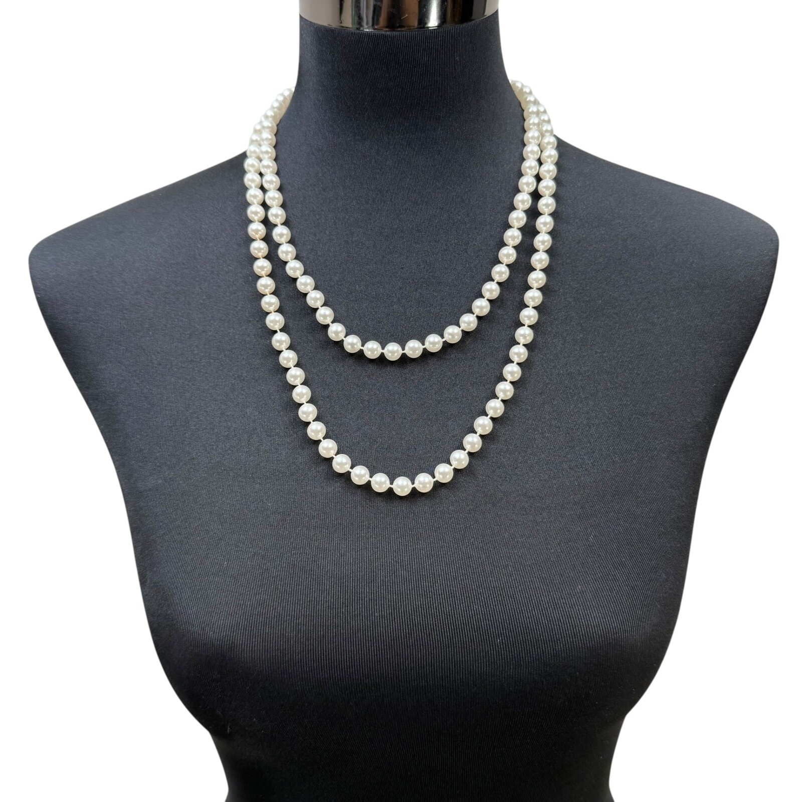 Classic Elegant Imitation Faux Pearls Necklace Long Strand Endless Classic 23 in