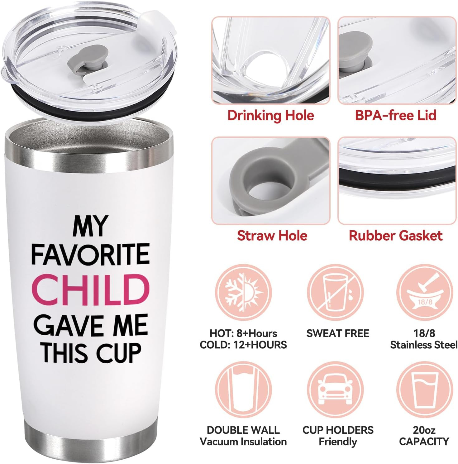 Gifts for Mom – Inspirational 20 Oz White Tumbler for Mother’s Day