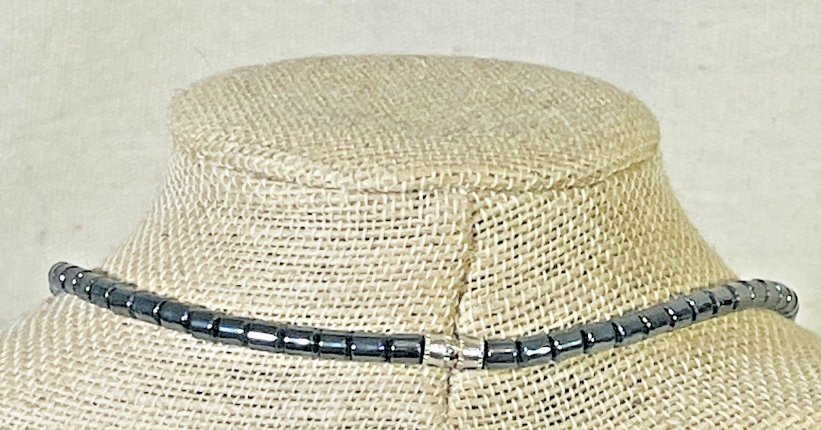 NEW! Natural Hematite HEART PENDANT 18″ Necklace OPEN HEART