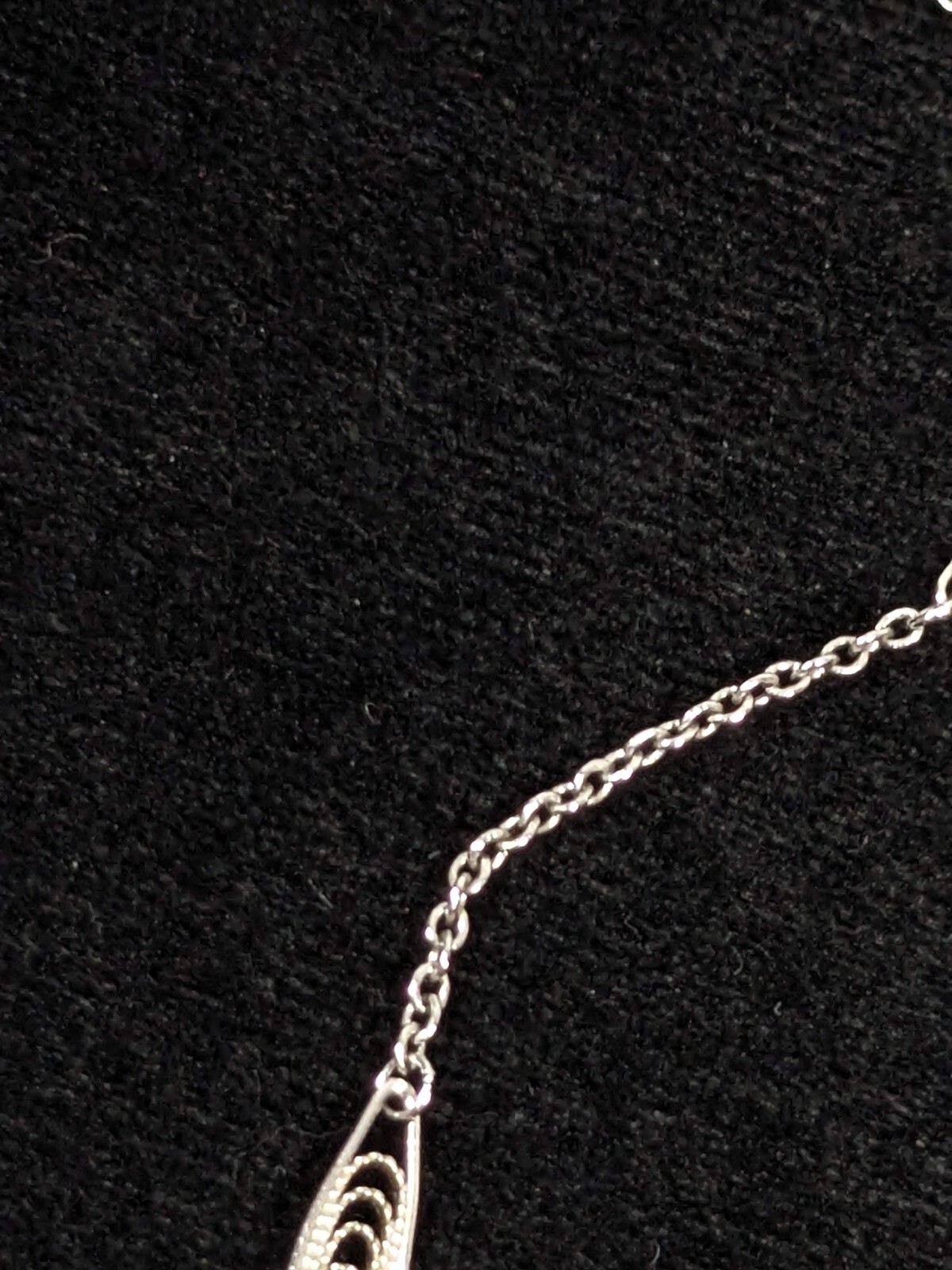 Vintage Napier Silver Tone Open Work Oval Station Chain Choker Necklace 15 in