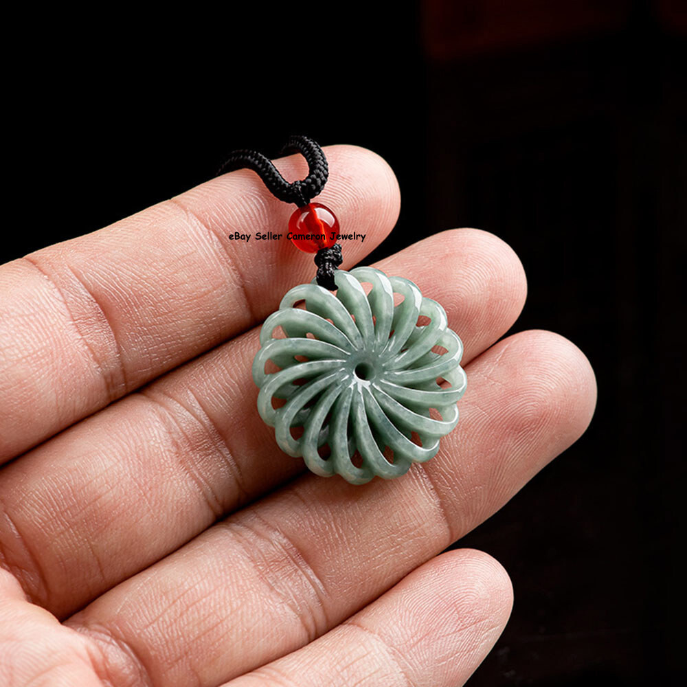Real Grade A 100% Natural Green Jade Jadeite Women Lucky Circle Pendant