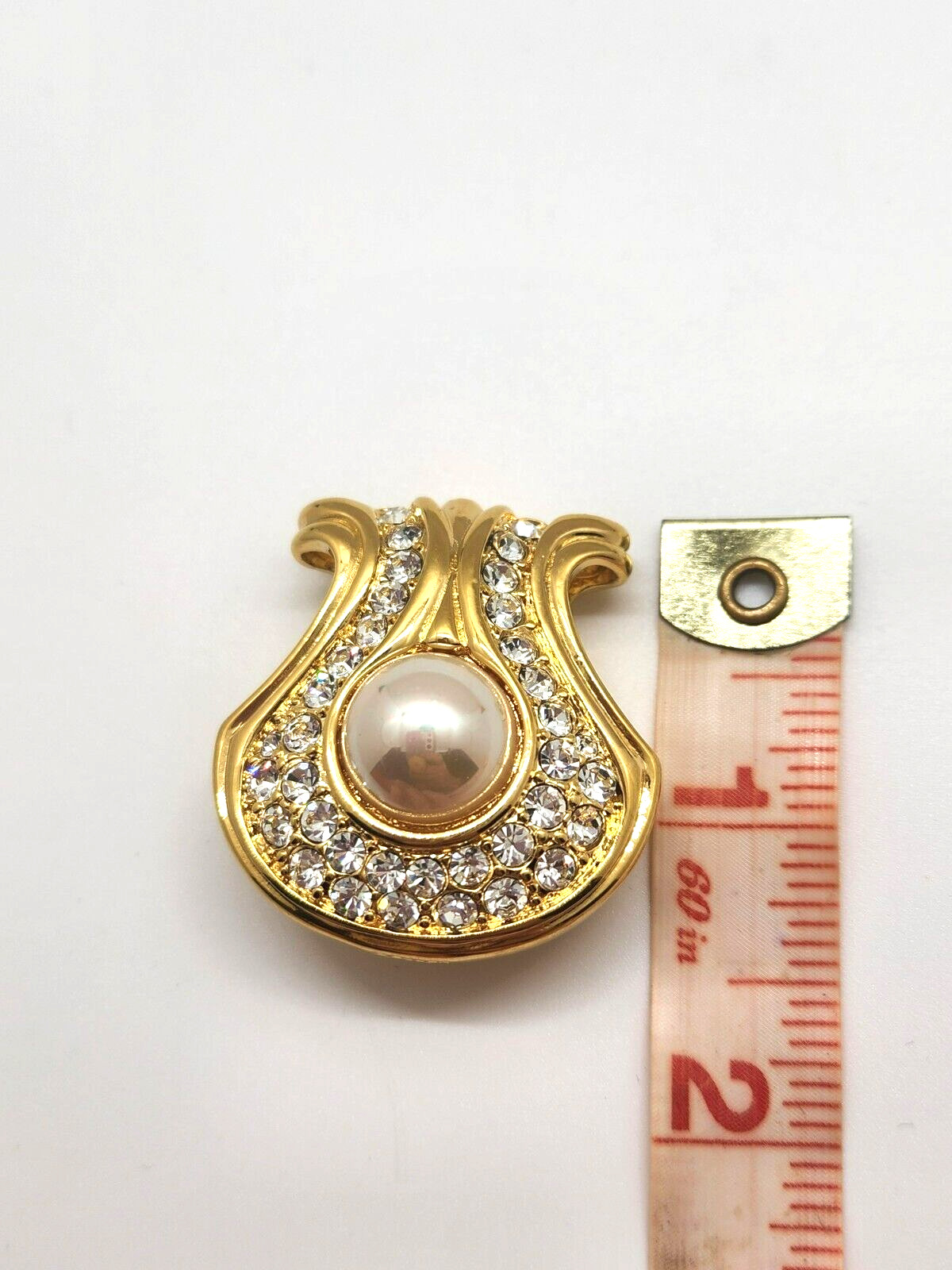 New Year Sale!!! Nolan Miller Gold-Tone w Faux/Pearl White/Colorless Rhinestones