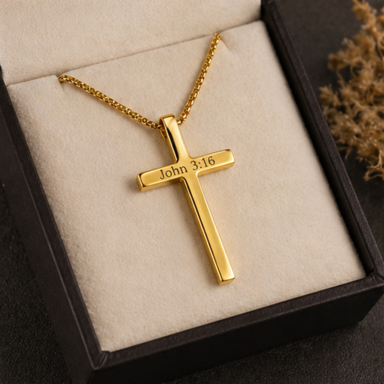 Personalized Engraved Cross Necklace GIFT FOR HIM CUSTOMIZE YOUR OWN