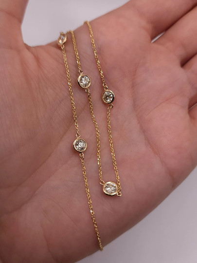 1.25 Ct Lab Grown Diamond by the Yard 14Kt Gold Necklace