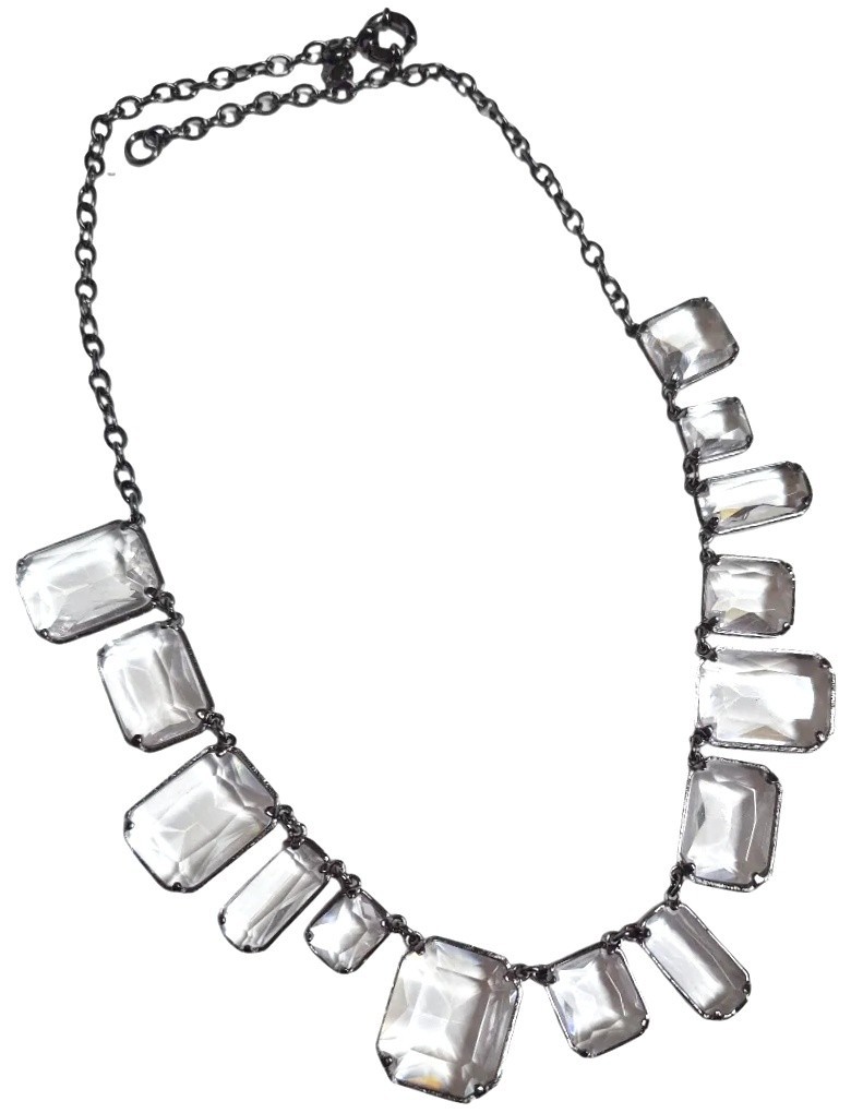 J.Crew Faceted Crystal Statement Necklace Crystal Hematite-Tone Plated Brass