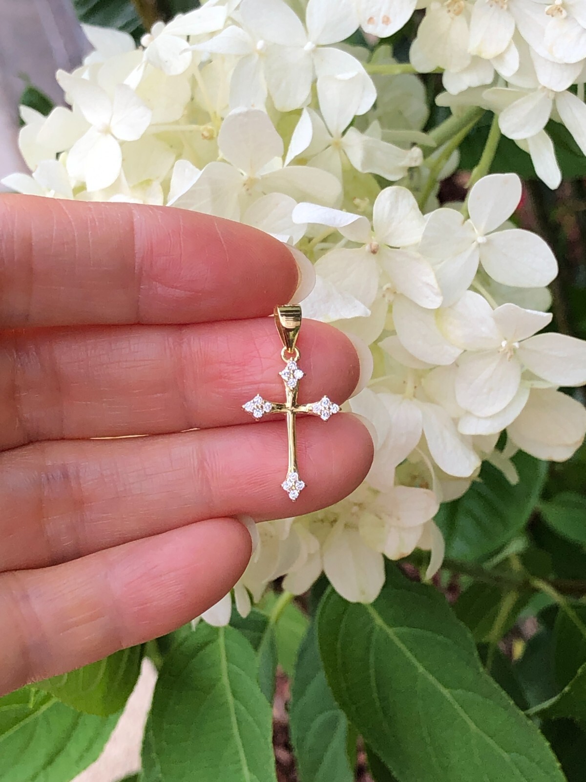 925 Sterling Silver CZ Gold Orthodox Cross Pendant Women 17mm(0.67″)/25mm Tiny