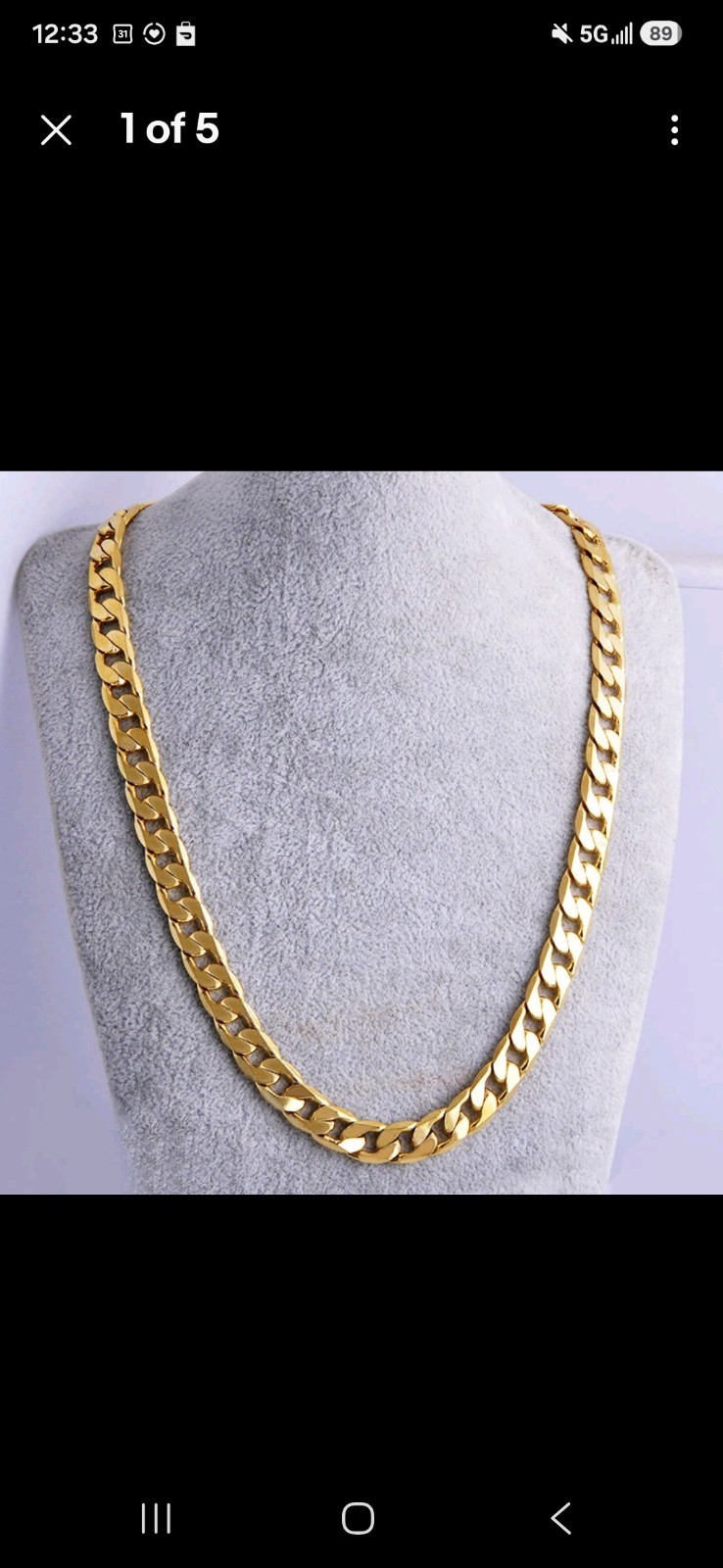 Men’s Boy Stainless Steel 18K Gold Plated Curb Cuban Chain Necklace Jewelry 24″