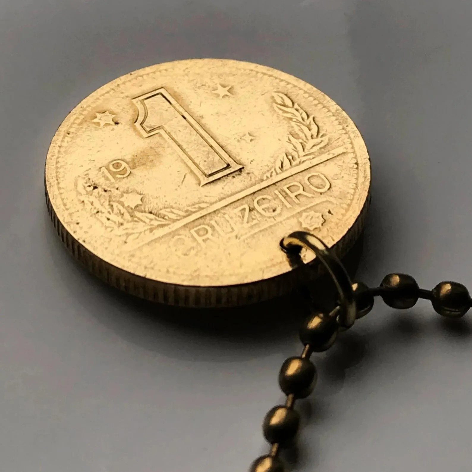 Brazil Brasil coin pendant Brazilian map Rio de Janeiro Sao Paulo Ipanema 000304