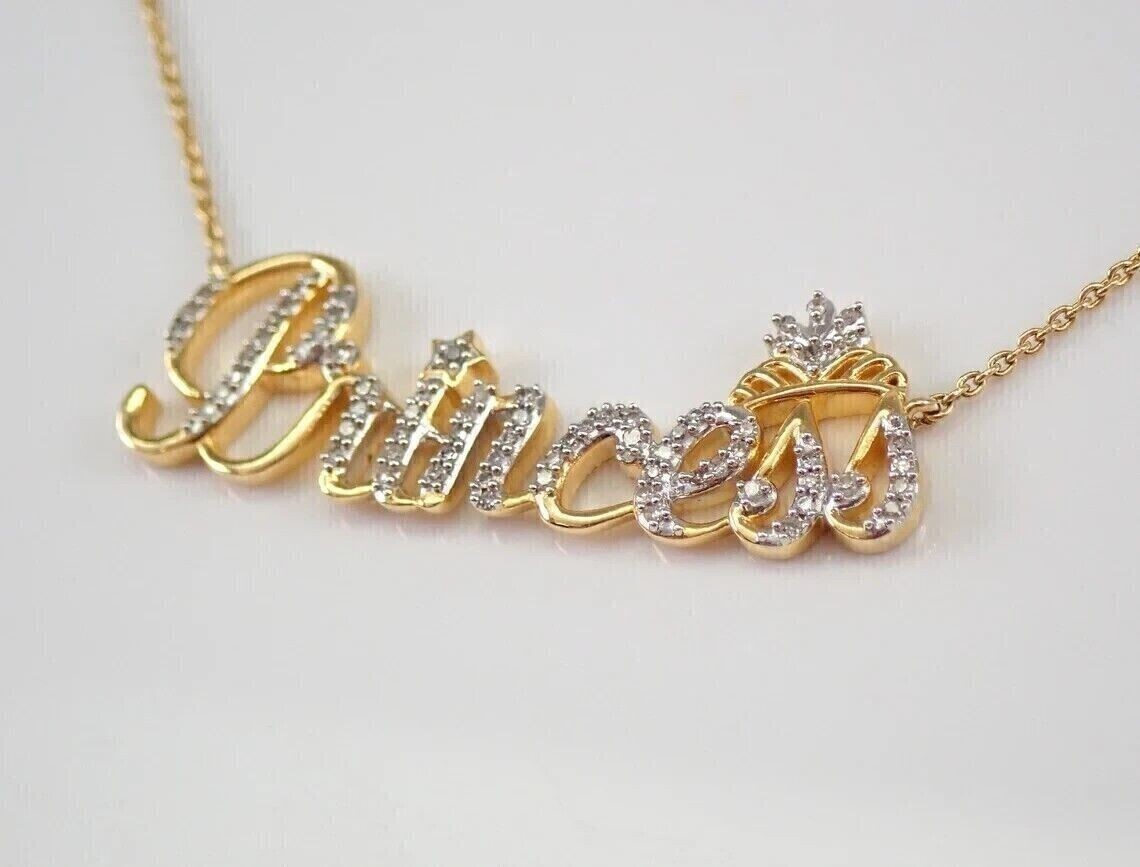 Customized Any Name Pendant Round Cut Simulated Diamond 14k Yellow Gold Plated