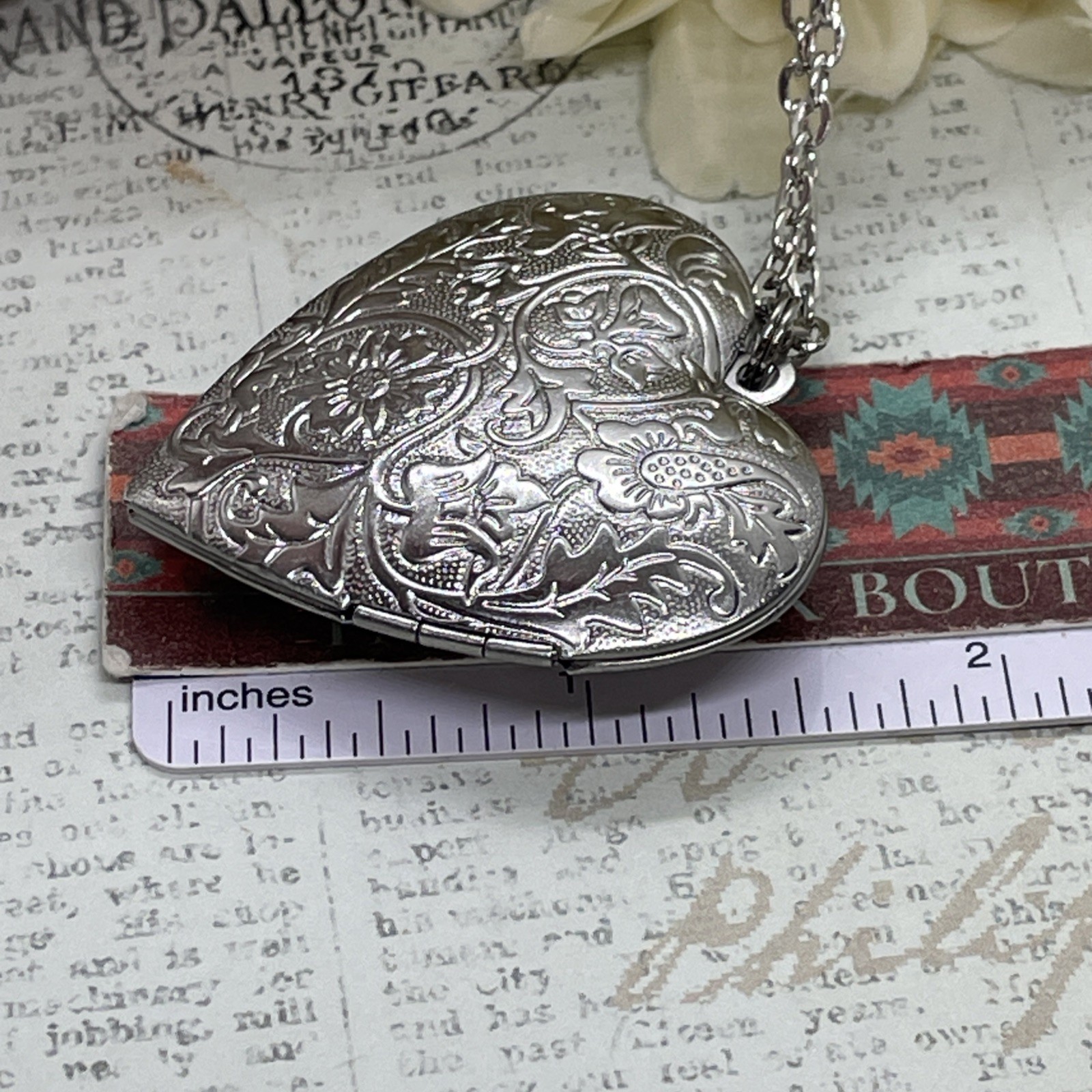 Heart Silver Black Red Locket Rose Gothic Necklace Photo Bride bridal wedding