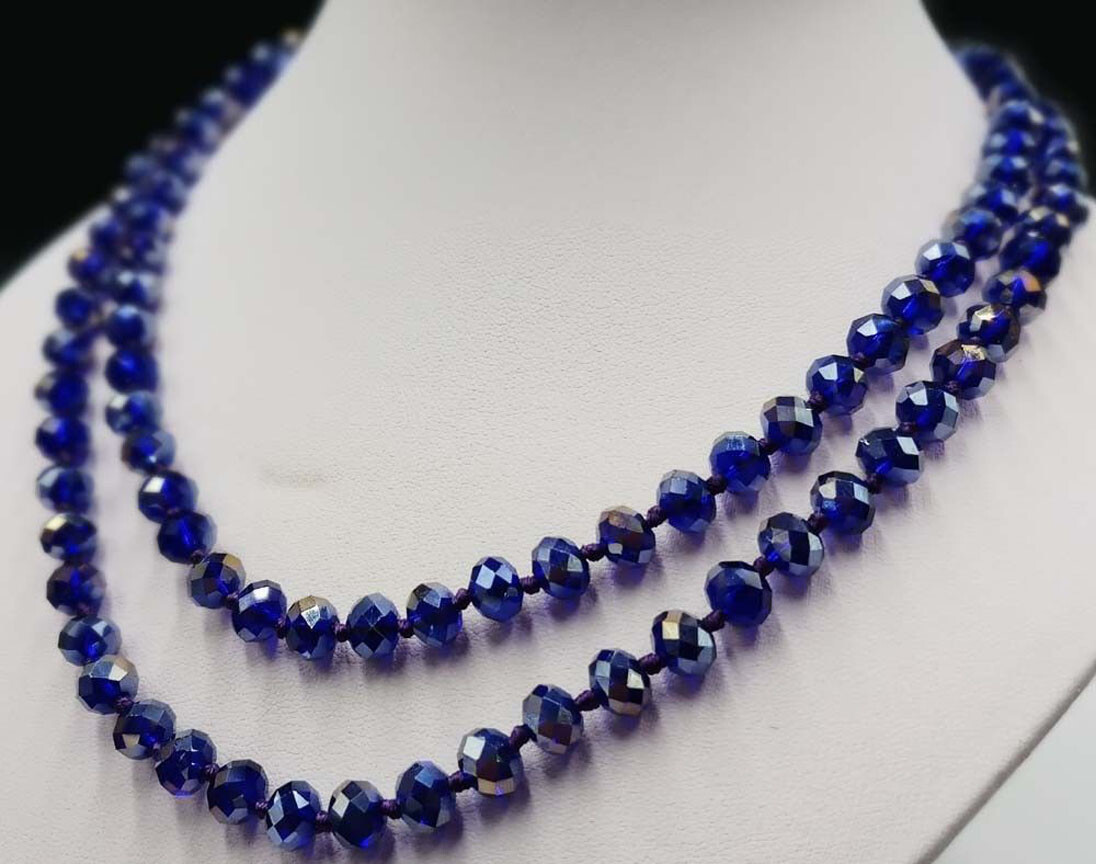Long 38” 5x8mm Faceted AB Multicolor Crystal Gemstone Rondelle Beads Necklace