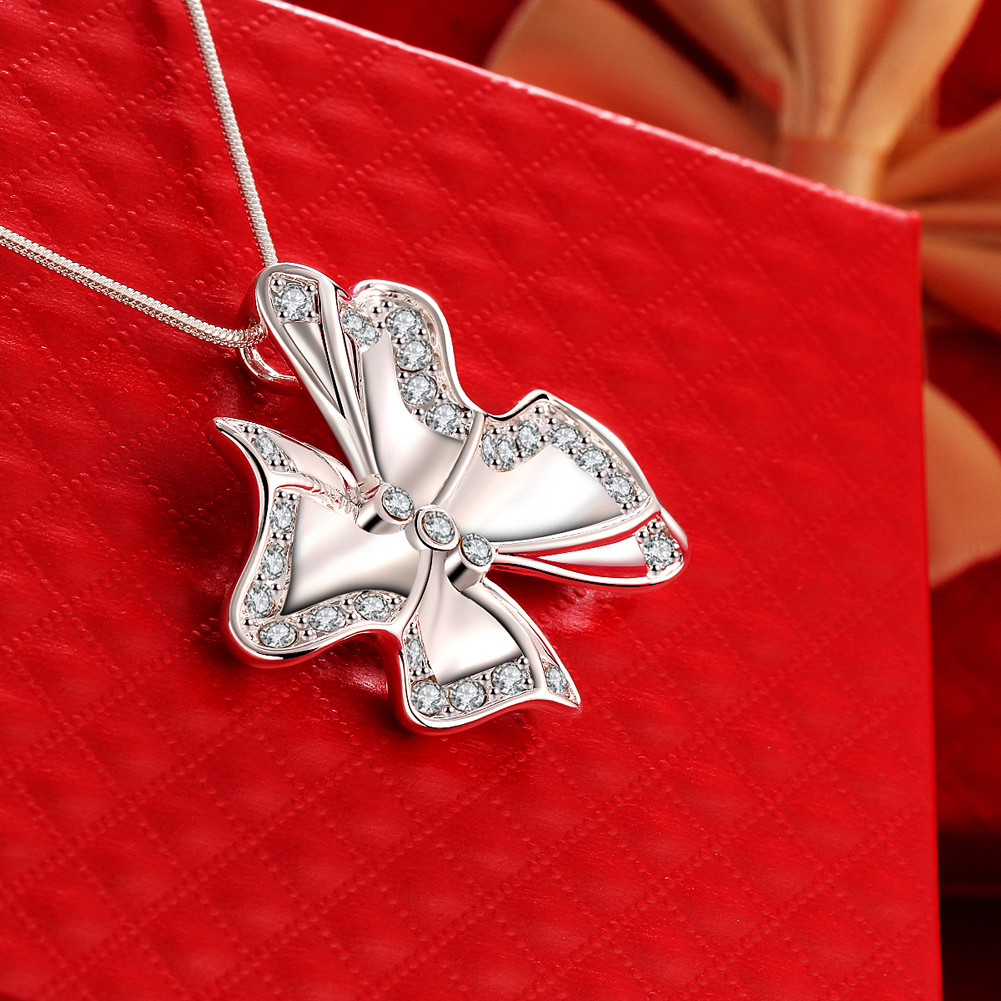 Elegant 925 Sterling Silver Filled SF Butterfly Cz Pendant Necklace N-A627 Gift