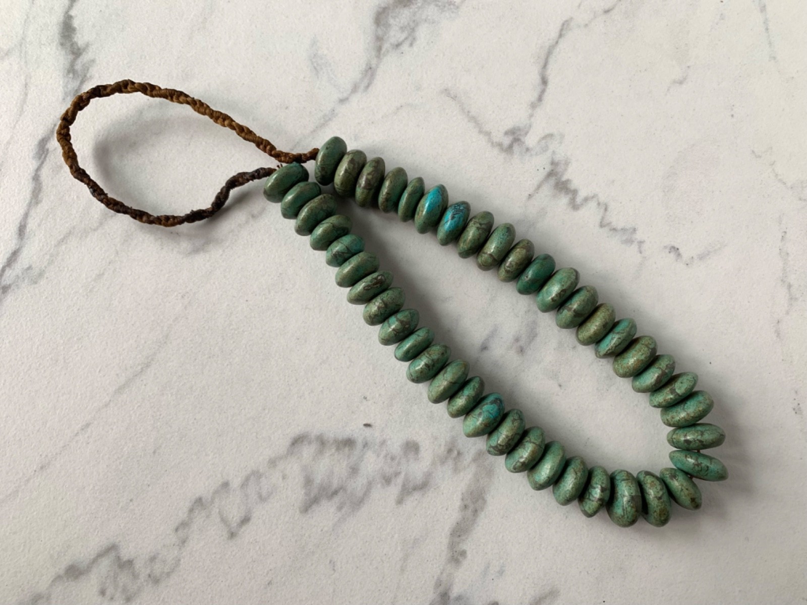 Vintage Tibetan Tribal Bead Green and Blue Gemstone Beads, 22″ Necklace 57