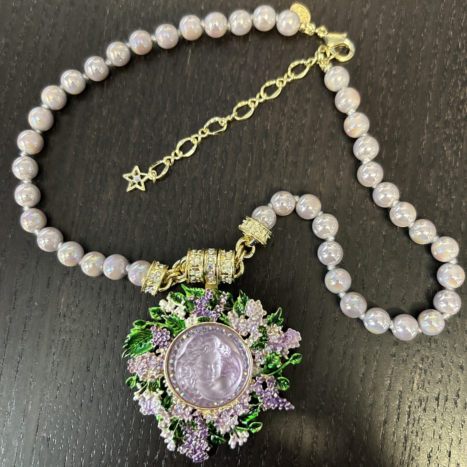 Kirks Folly Dream Angel Magnetic Enhancer & Necklace Moon Glow Beaded Gold/Pink