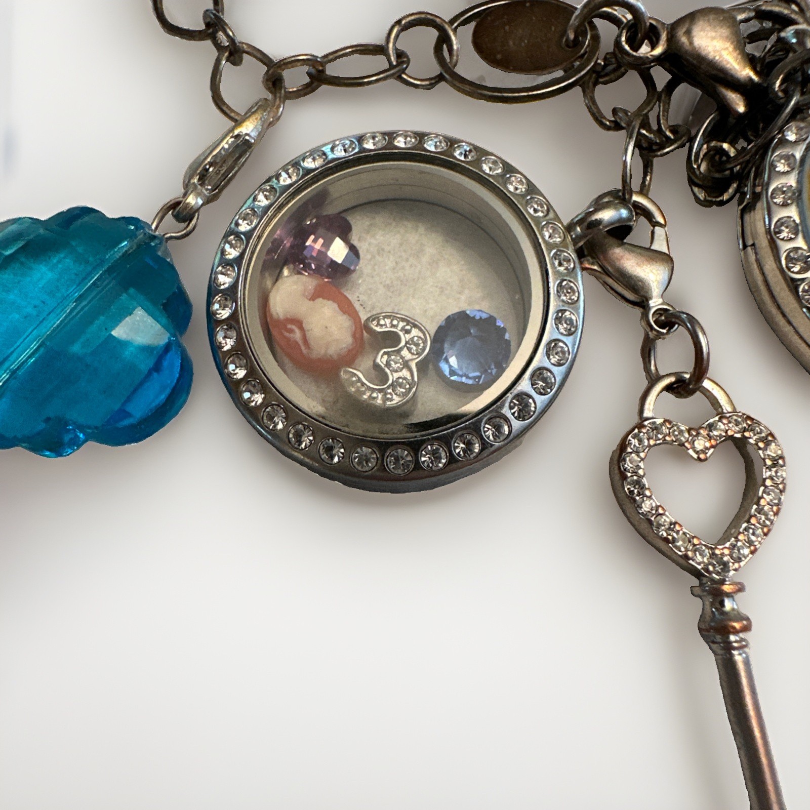 Origami Owl Floating Locket Necklace Set Retired Summer Beach Charms Cameo #3