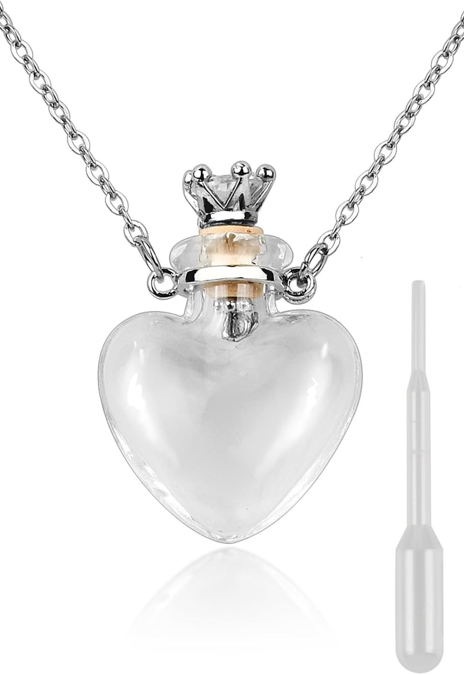 Vial Necklace Heart Shaped Perfume Bottle Pendant Blood Vial Necklace for Liq…