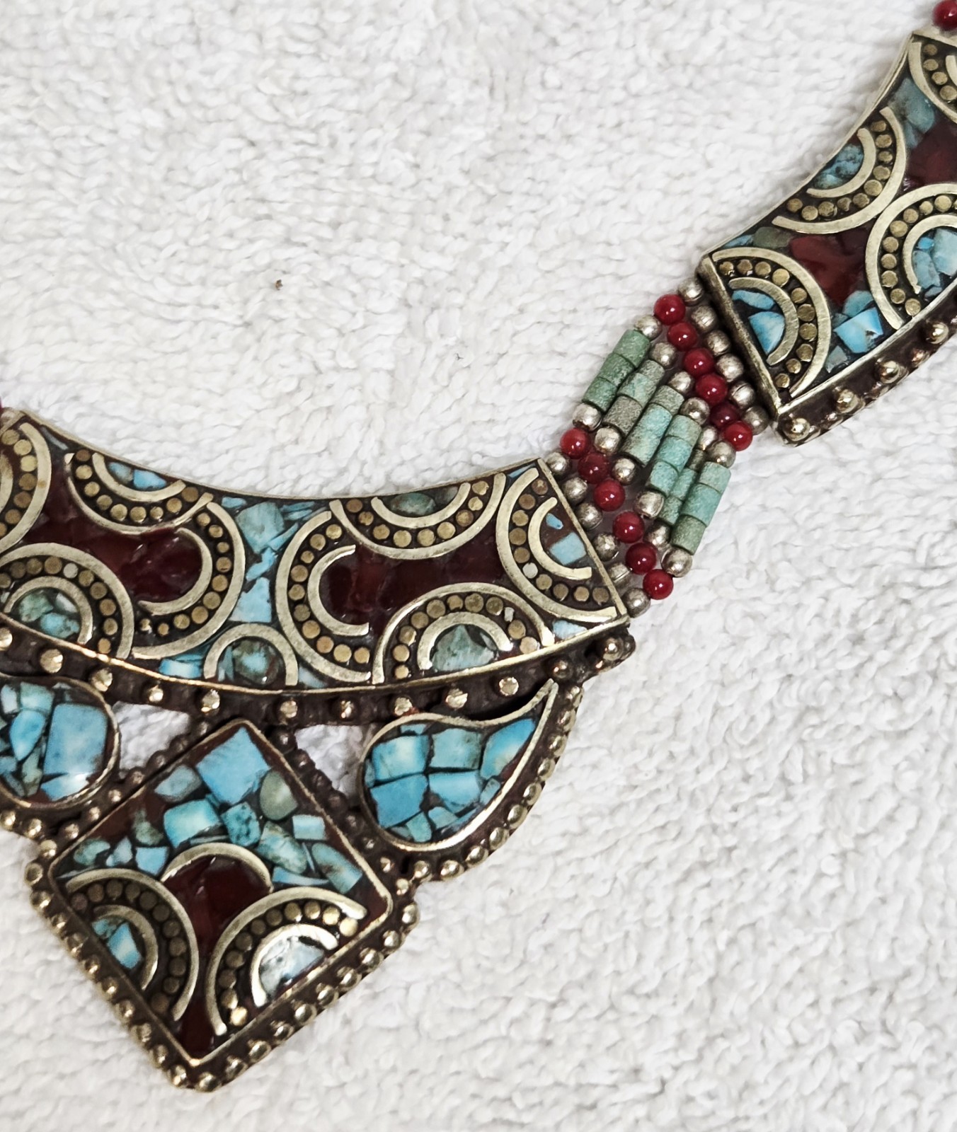 Vintage Nepal Tibetan Necklace Turquoise Tibetan Ethnic Coral Statement Piece