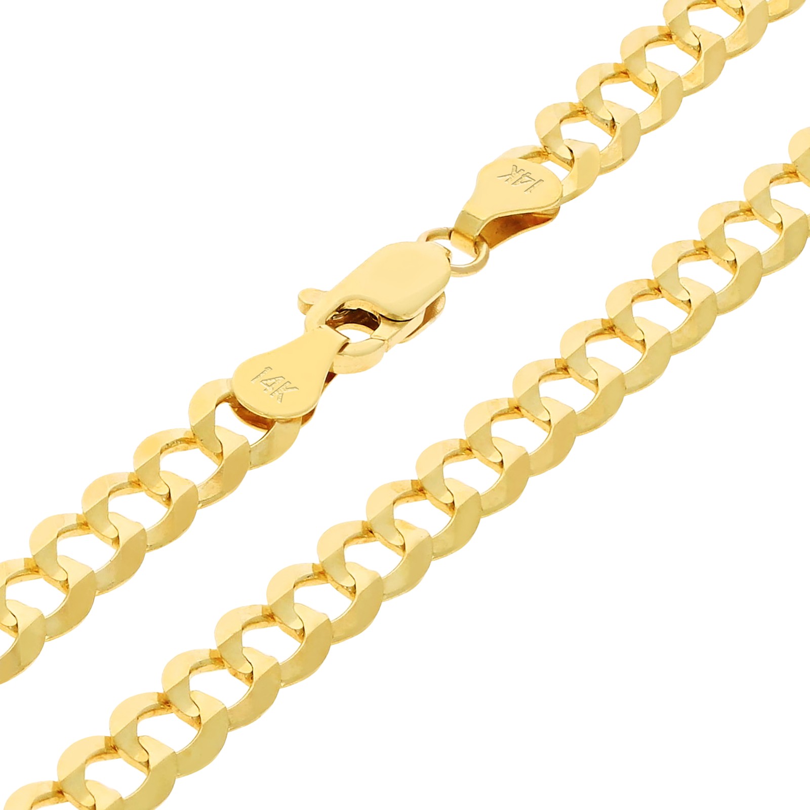 14K Yellow Gold Solid 1.5mm-12mm Cuban Curb Chain Link Pendant Necklace 16″- 30″
