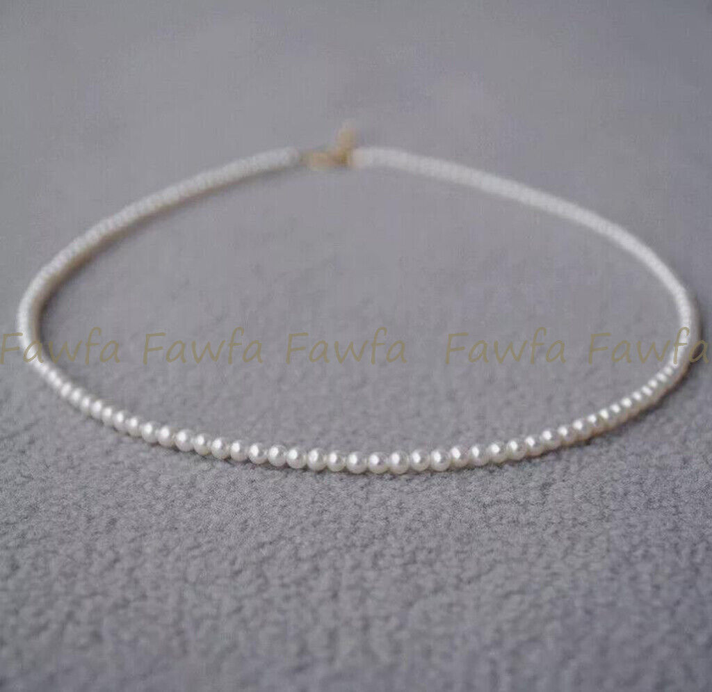 Mini 2-3mm Real Natural White Akoya Pearl Necklace 14-36” 14k Gold Clasp