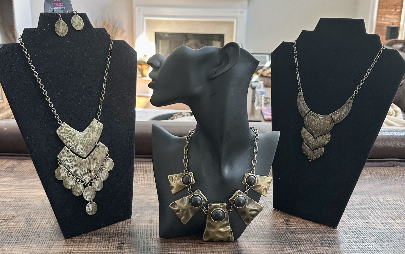 4 PC Paparazzi Brass-Tone Statement Necklace Sets