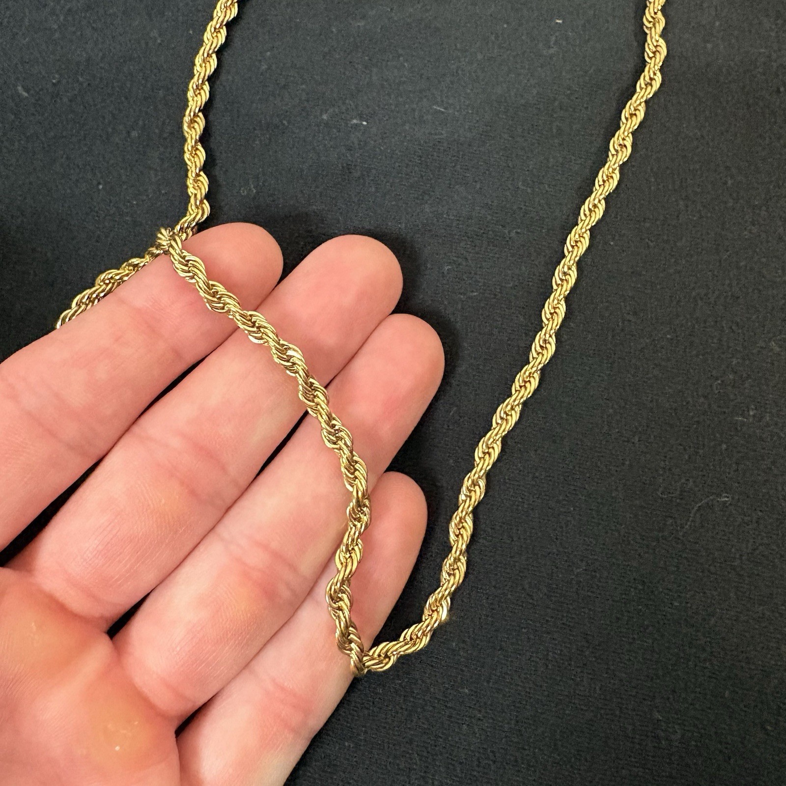 Gold Necklace 18k Gold PVD Plated Stainless Steel 4mm Rope Chain In 26 Inches