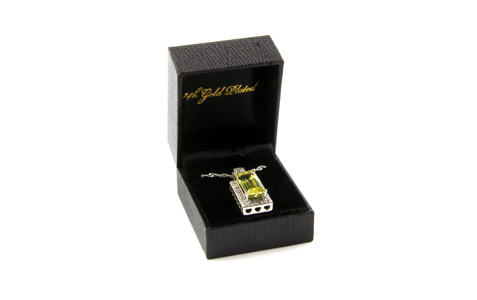 Gold Coast Women’s 14k White Gold Plated Lemon Quartz Pendant & 21″ Necklace Set