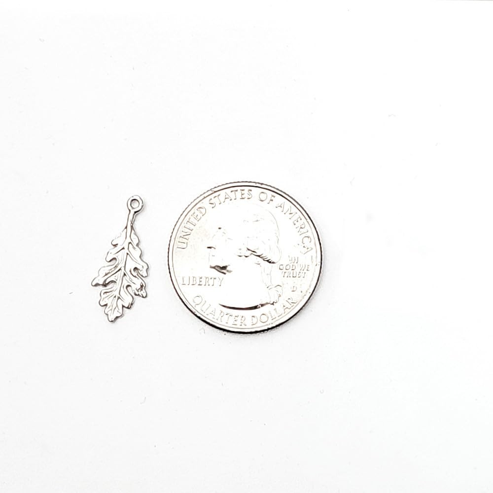 Tiny Oak Leaf Charm Necklace 18″ Sterling Silver – Everyday Wear Jewelry