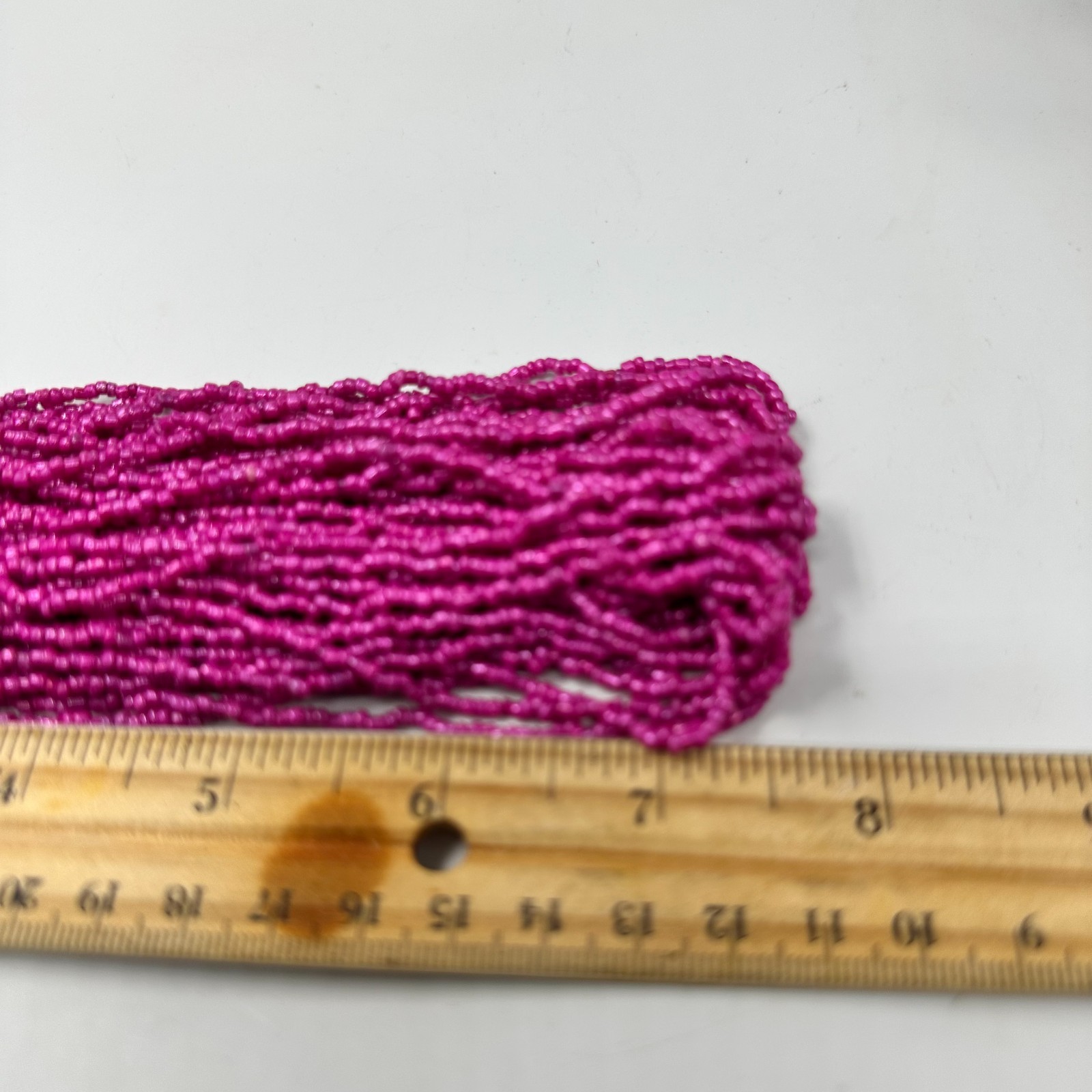 Fuchsia Pink Seed Bead Necklace Silver Tone Multi Strand Boho 14 Inch